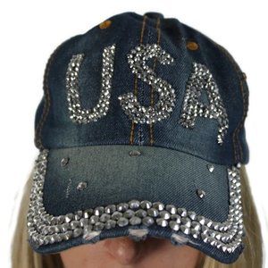Womens USA Silver Baseball Cap